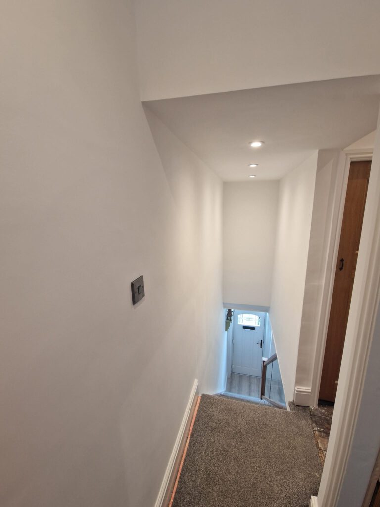 Freshly painted white landing