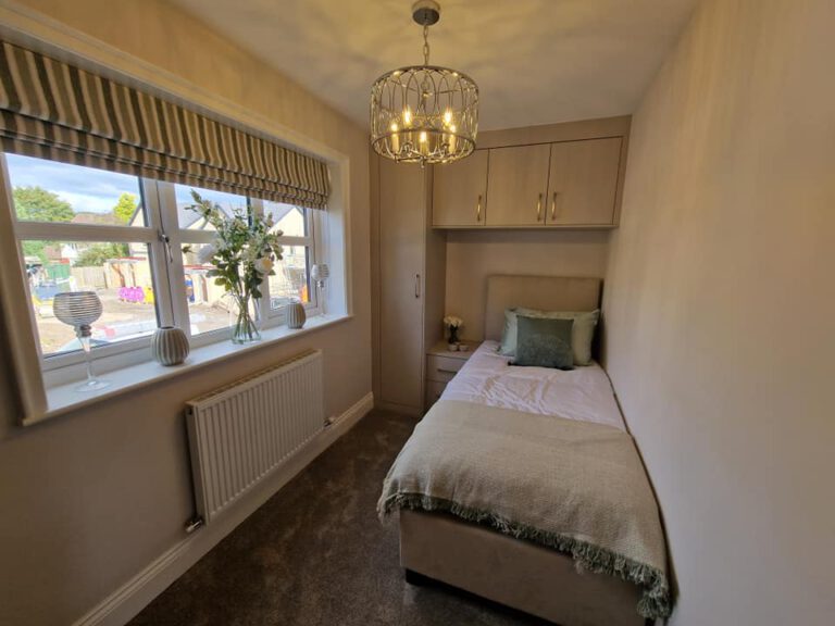 Single bedroom painted in a warm neutral