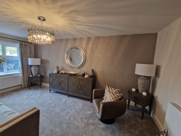 Living room painted in taupe